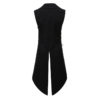 Black Steampunk Velvet Vest, Medieval Victorian Double Breasted Suit Tail Coat 2