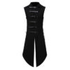 Black Steampunk Velvet Vest, Medieval Victorian Double Breasted Suit Tail Coat – Black 7