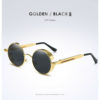 Retro Gothic Steampunk Polarized Sunglasses Vintage Round Mirrored Glasses – Gold/Black Polarized 15
