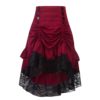 Steampunk Pleats High Low Ruffle Party Lolita Red Medieval Victorian Punk Skater Button Front|Skirts| 1