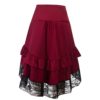 Steampunk Pleats High Low Ruffle Party Lolita Red Medieval Victorian Punk Skater Button Front|Skirts| 2