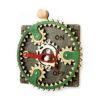 Planetary Steampunk Gears Single Switch Plate Grey with Green
